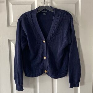 Elegant Navy Cardigan with Gold Buttons
